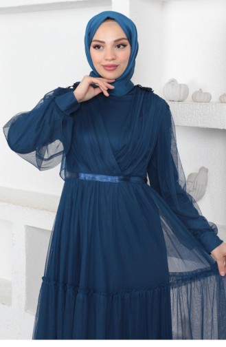 Indigo Hijab Evening Dress 14158