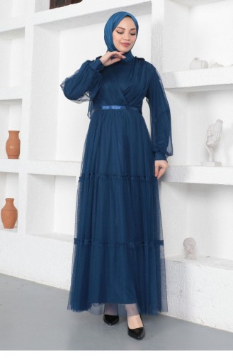 Indigo Hijab Evening Dress 14158