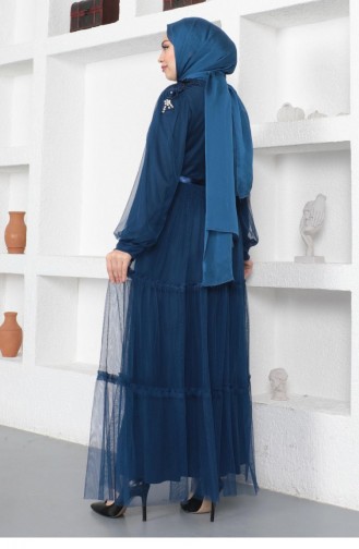 Indigo Hijab Evening Dress 14158