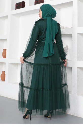 Emerald Green Hijab Evening Dress 14159