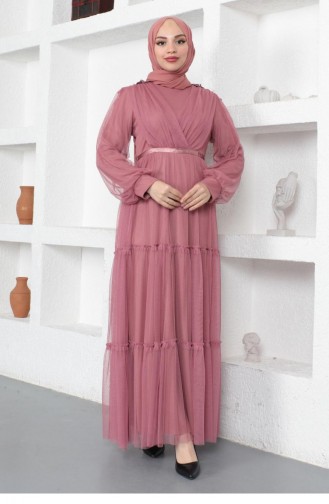 Pink Hijab Evening Dress 14160