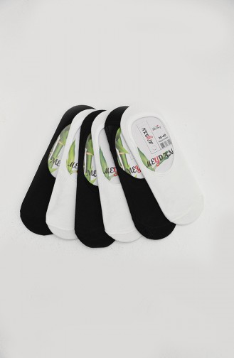 6 Lı Babet Çorap 0165-01 Siyah Beyaz