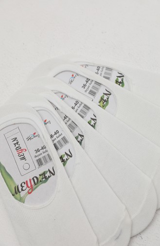 6 Lı Babet Çorap 0165-02 Beyaz