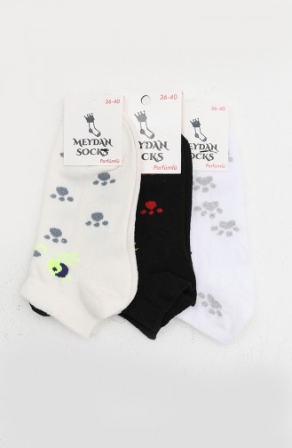 3D 3 Color Booties Socks (3 Pairs) 0167-01 3 Colored 0167-01