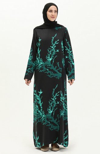 Robe de Prière à Manches Longues en Viscose 6363-01 Noir 6363-01