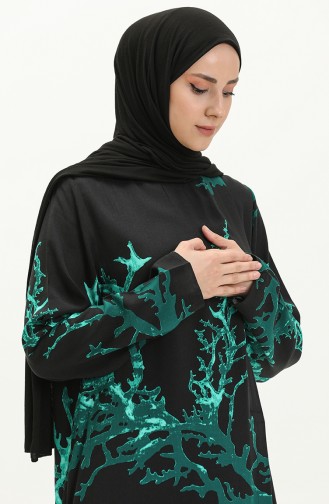 فستان الصلاة فسيكوز منقوش 6363-01  أسود 6363-01