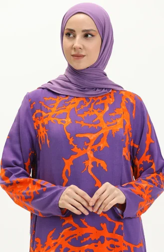 Viskon Uzun Kollu Namaz Elbisesi 6363-05 Mor