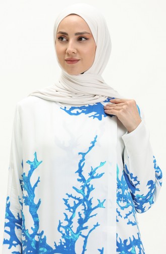فستان الصلاة فسيكوز منقوش 6363-06  أبيض 6363-06