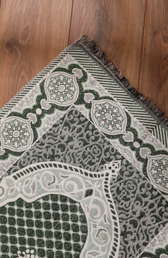 Tapis de Prière à Paillettes Double Face 0161-02 Vert 0161-02