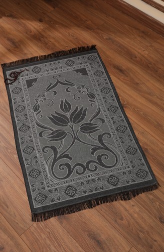 Tapis de Prière en Taffetas à Motifs Chapelet Offert 0162-01 Gris 0162-01