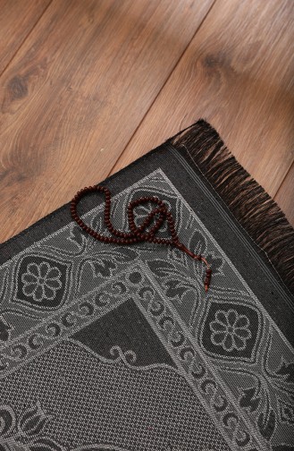 Patterned Taffeta Prayer Rug with Rosary Gift 0162-01 Gray 0162-01