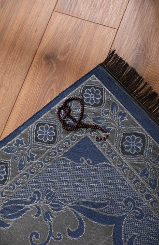 Patterned Taffeta Prayer Rug with Rosary Gift 0162-02 Saxe Silver 0162-02