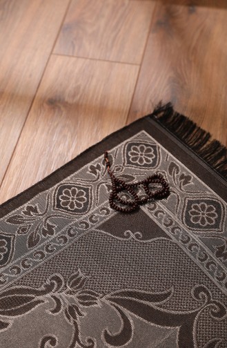 Patterned Taffeta Prayer Rug with Rosary Gift 0162-08 Brown Gold 0162-08