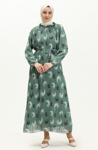 Pleated Chiffon Dress 4098-02 Dark Green 4098-02