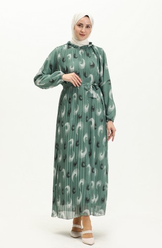 Pleated Chiffon Dress 4098-02 Dark Green 4098-02