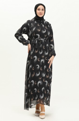 Pleated Chiffon Dress 4098-06 Black 4098-06
