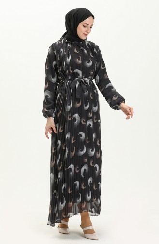 Pleated Chiffon Dress 4098-06 Black 4098-06