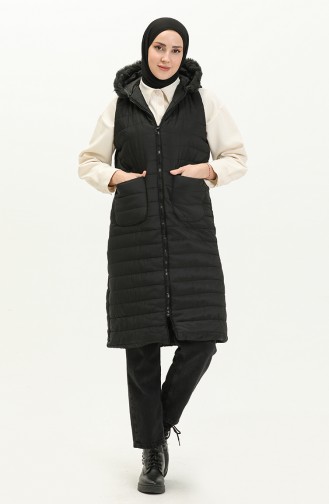 Zippered Quilted Vest 1056A-01 Black 1056A-01