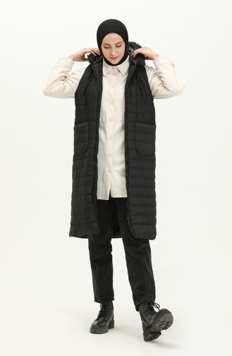 Zippered Quilted Vest 1056A-01 Black 1056A-01