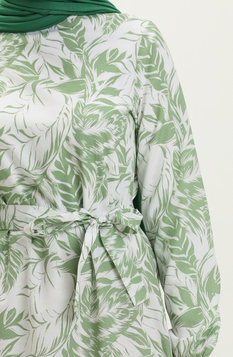 Patterned Belted Dress 1083-05 Green Almond 1083-05