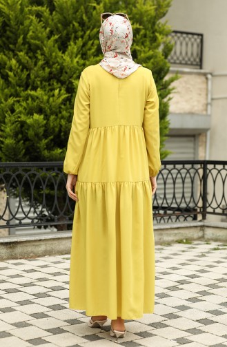 Shirred Detailed Dress 2051-01 Mustard 2051-01