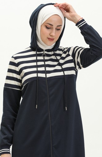 Çizgi Detaylı Kısa Kap 8078-02 Lacivert