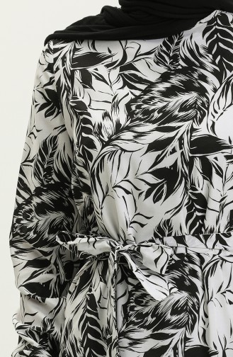 Robe Ceinturée à Motifs 1083-01 Noir 1083-01