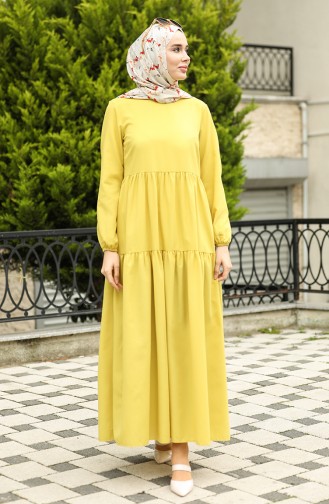 Shirred Detailed Dress 2051-01 Mustard 2051-01