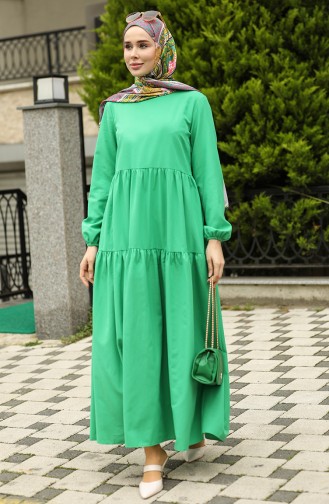 Shirred Detailed Dress 2051-02 Green 2051-02