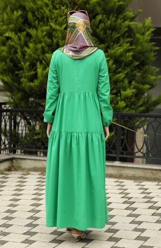 Büzgü Detaylı Elbise 2051-02 Yeşil