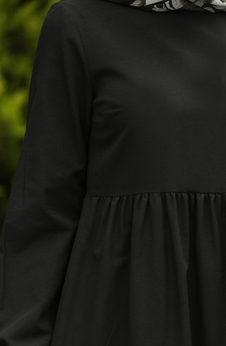 Gerafftes Detailkleid 2051-03 Schwarz 2051-03