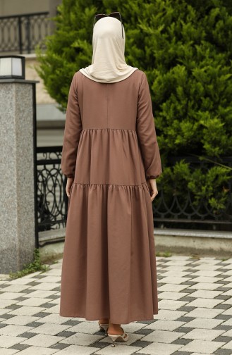 Shirred Detailed Dress 2051-04 Brown 2051-04