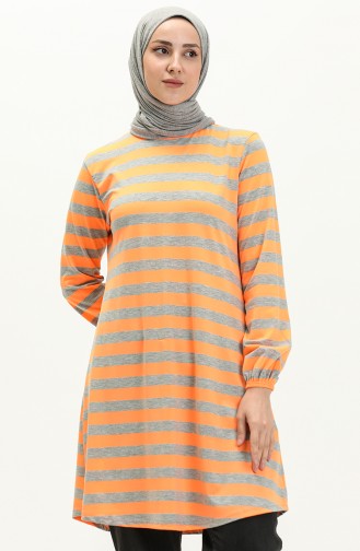 Elastic Sleeve Tunic 8574-01 Gray Orange 8574-01