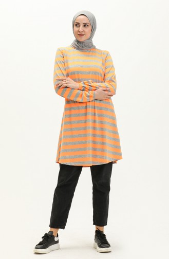 Elastic Sleeve Tunic 8574-01 Gray Orange 8574-01