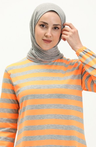 Elastic Sleeve Tunic 8574-01 Gray Orange 8574-01