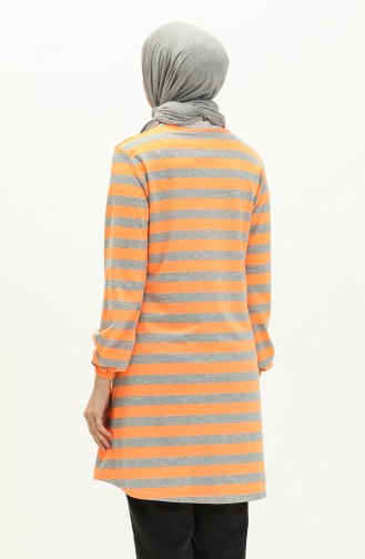 Elastic Sleeve Tunic 8574-01 Gray Orange 8574-01