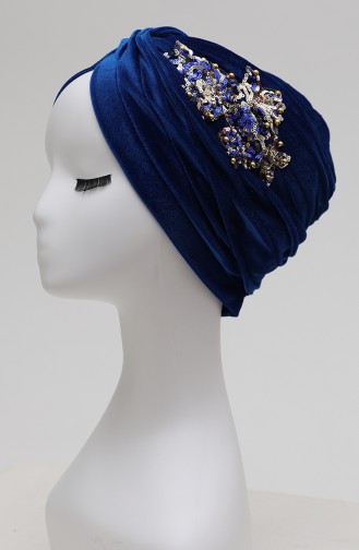 Bonnet Vera en Velours à Paillettes 0039-17 Bleu Roi 0039-17