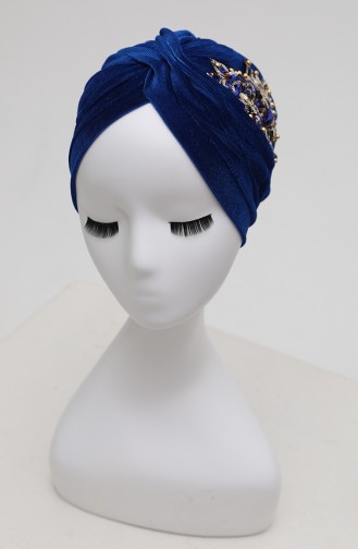 Bonnet Vera en Velours à Paillettes 0039-17 Bleu Roi 0039-17