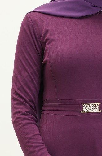 Belt Detail Darted Dress 7136-03 Purple 7136-03