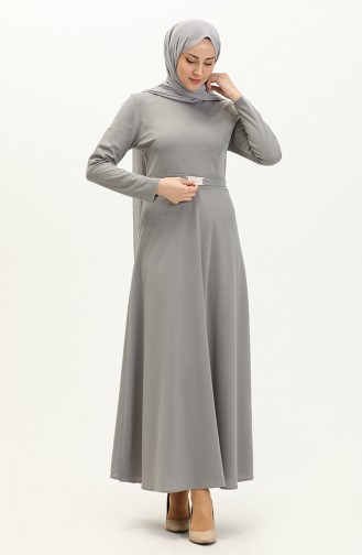 Kleid mit Kragen und Gürtel 7136-04 Grau 7136-04