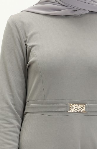 Robe Détaillée Ceinture Pince 7136-04 Gris 7136-04