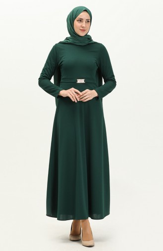 Kleid mit Kragen und Gürtel  7136-06 Smaragdgrün 7136-06