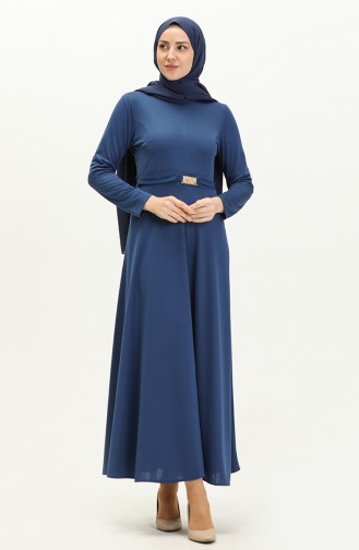 Kleid mit Kragen und Gürtel 7136-07 Indigo 7136-07