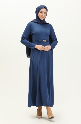 Kleid mit Kragen und Gürtel 7136-07 Indigo 7136-07