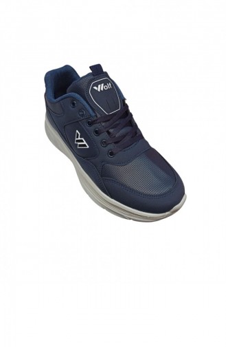 Air Wolf Zn Kadın Lacivert-Gri Cilt Sneaker Ayakkabı