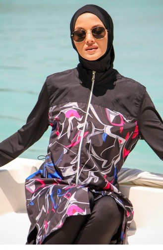 Schwarz Hijab Badeanzug 2596