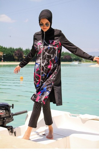 Schwarz Hijab Badeanzug 2596