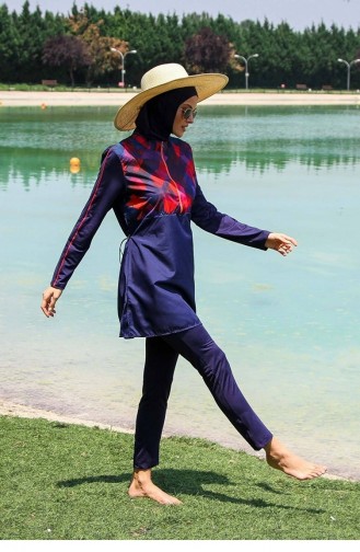 Dunkelblau Hijab Badeanzug 2598