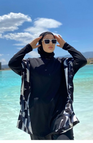 Schwarz Hijab Badeanzug 2603