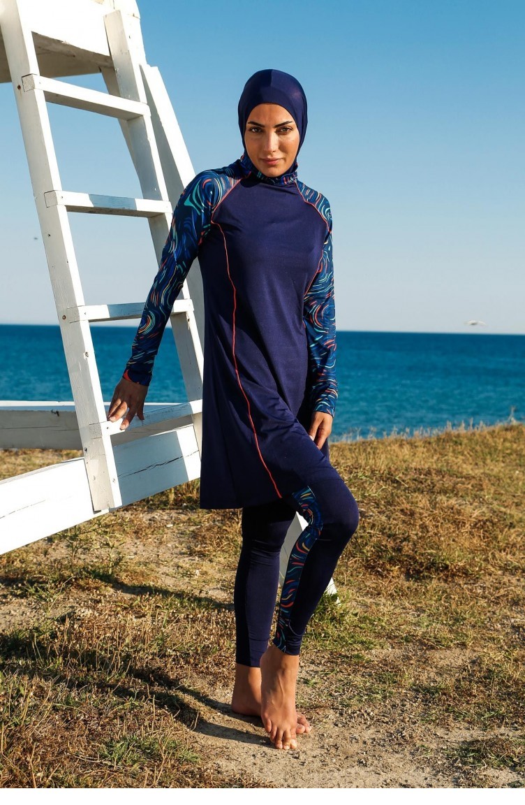 Navy Blue Modest Swimwear 2613 Sefamerve